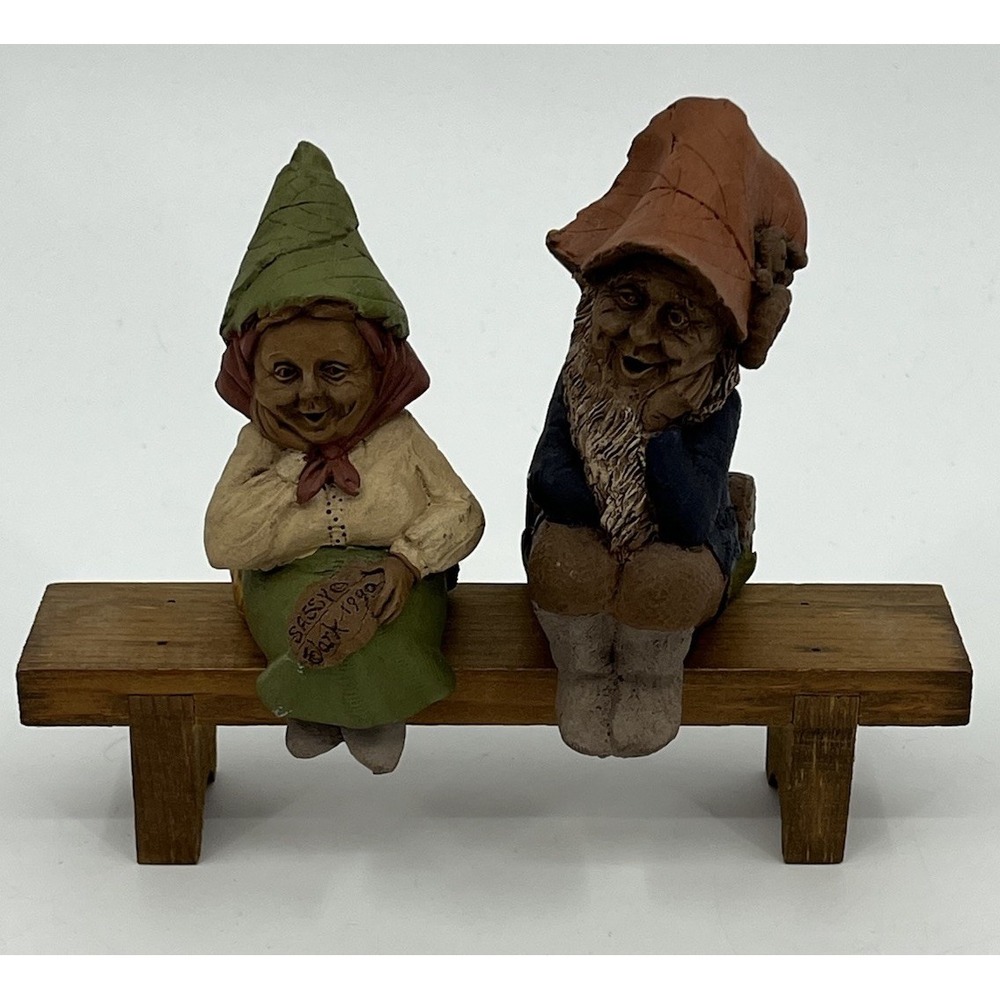 Tom Clark Sassy and Corky Gnomes on Bench Shelf Sitters Editions 63 and 98